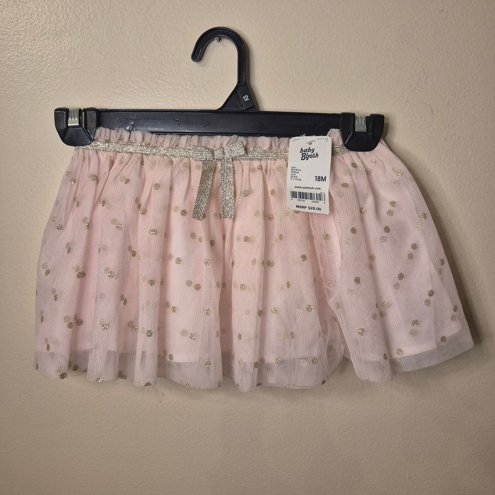 OshKosh B'gosh Light Pink Tulle Skirt with Gold Dots